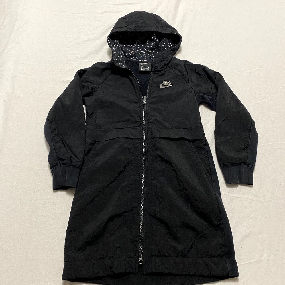 Nike Girls Long Black Jacket/Windbreaker